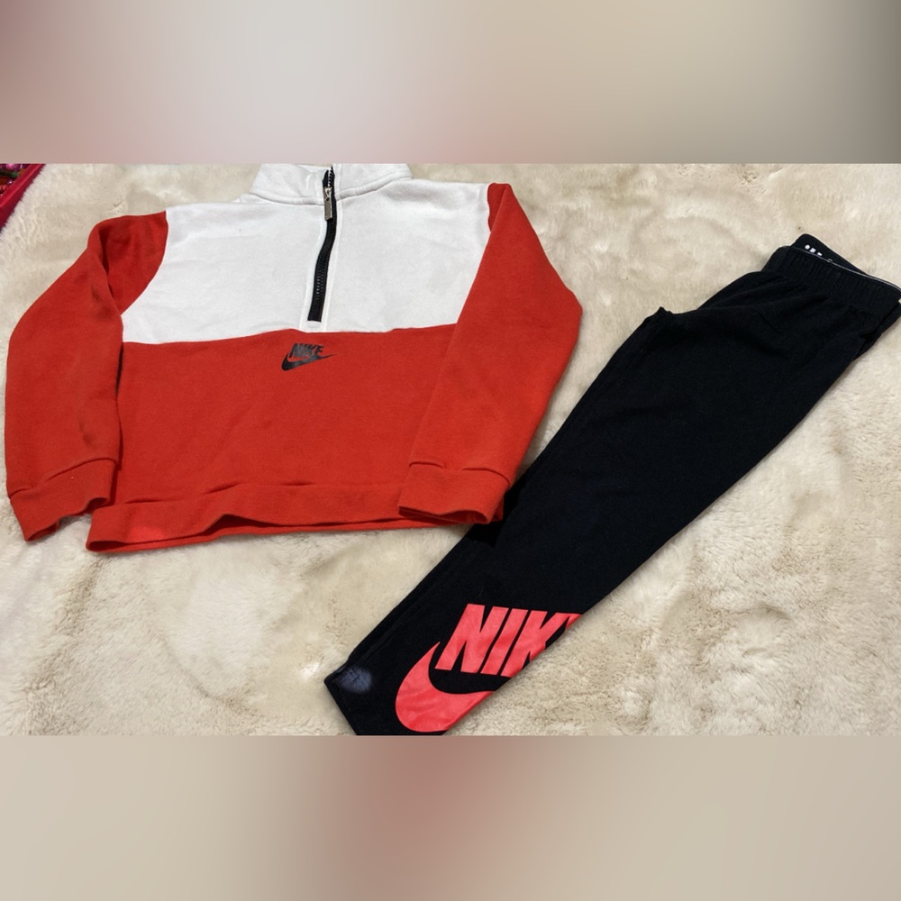Nike Red and White Pullover with Black Pants